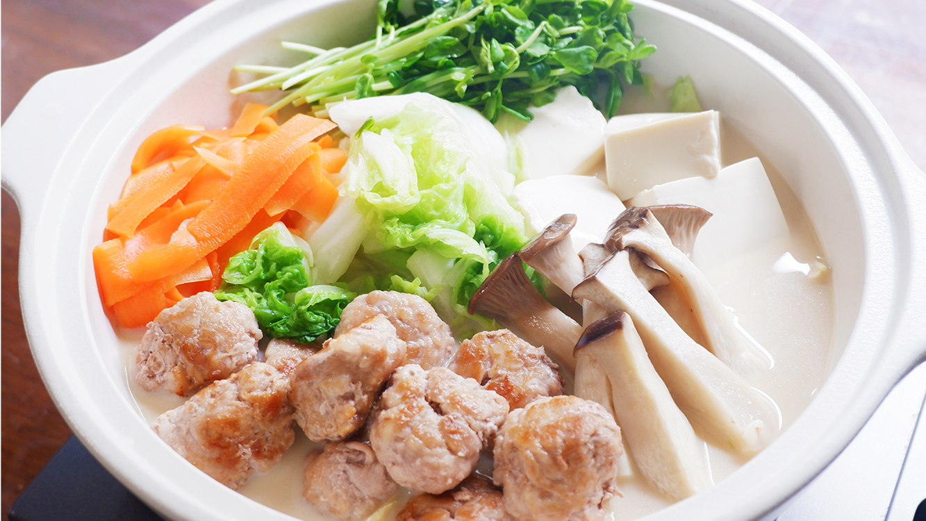 女性ホルモンでお肌プルプル 豚こま団子の豆乳鍋 サジーのフィネス